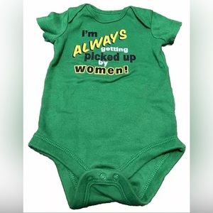 3-6 month green baby onsie